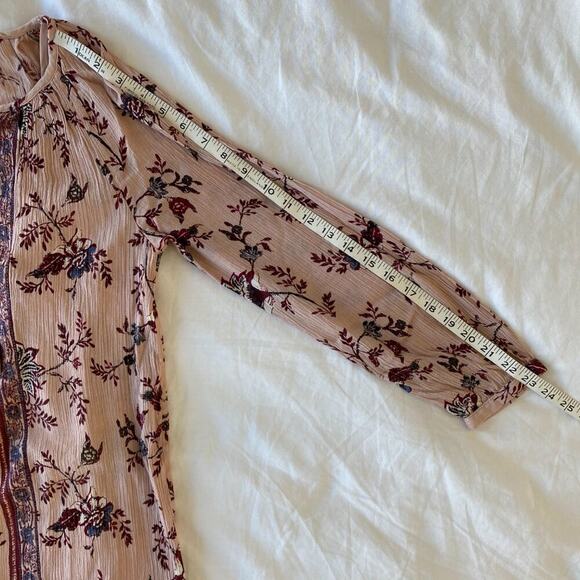 Lucky Brand Boho Floral Peasant‎ Dress Rose Long Sleeve Casual Chic Small - Picture 11 of 14